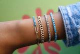 Half Paperclip & Half Gemstone Tennis Bracelet